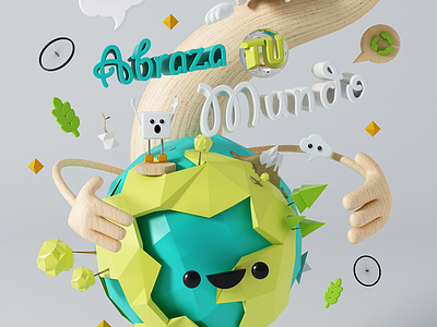 Abraza tu Mundo 3d character illustration poster render