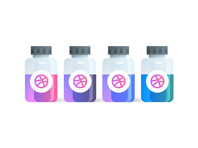 Botttles ball chemistry draft dribbble flat gradient invite invites magic potion