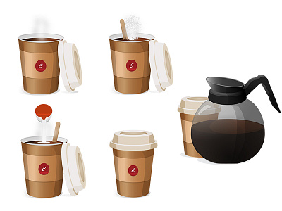 Coffee Illustration americano coffee filter illustration milk sugar