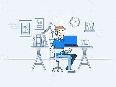 At the office chair freelancer home office vector