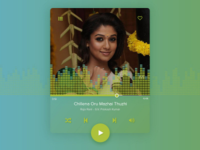 Music Player 009 blue card dailyui green music music player music player card player shadows ui