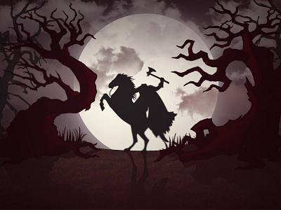 Sleepy Hollow Illustration black flat headless hollow illustration red rider sleepy