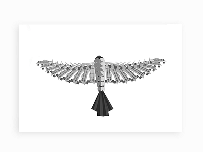 Cyborg Bird 3d c4d fly skeleton