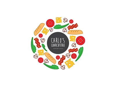 Sandwich Shop Branding bacon bread cheese illustration logo salad sandwich shop