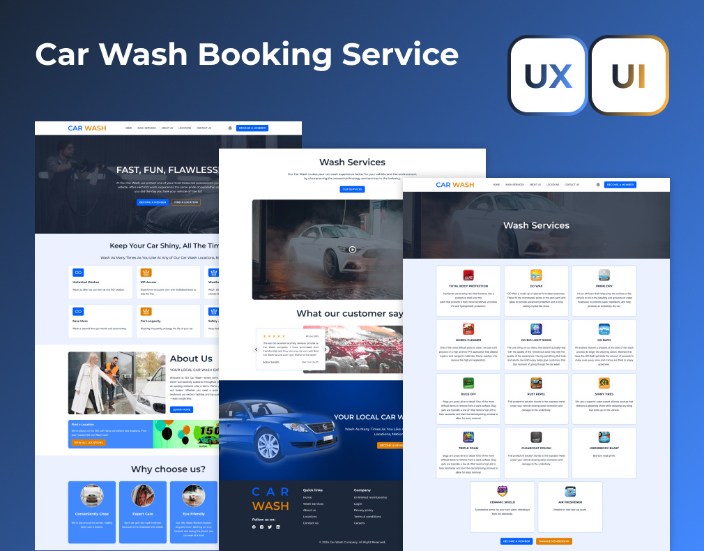 Car Wash Booking Service Website Design accessibility in ux booking system design car wash website design conversion rate optimization cta optimization customer journey mapping high fidelity prototyping interaction design membership subscription ux mobile friendly ui responsive web design service based website ux uiux redesign user centered design user experience optimization ux case study ux research testing visual hierarchy website usability wireframing prototyping