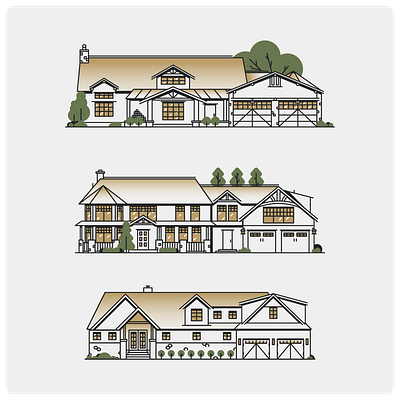 house collection branding cabin design graphic design homes house icon illustration line lodge minimal retro simple trees ui vacation