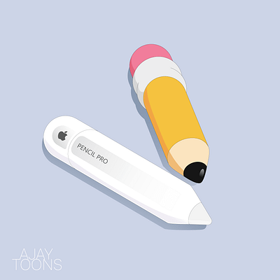 Apple Pencil Pro vs Raw Pencil illustration vector