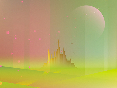 Wicked Wallpaper Illustration abstract castle colorful colors fairy tale fantasy free freebie geometric gradient graphic design green ill illustration landscape medieval pink vector wallpaper wicked