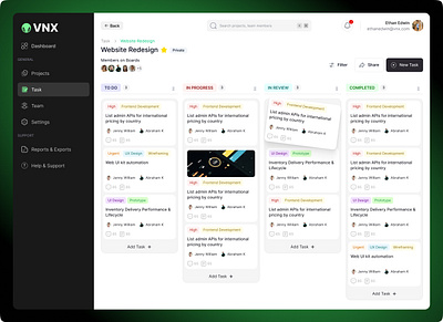 VNX Task Management- Web App branding logo ui