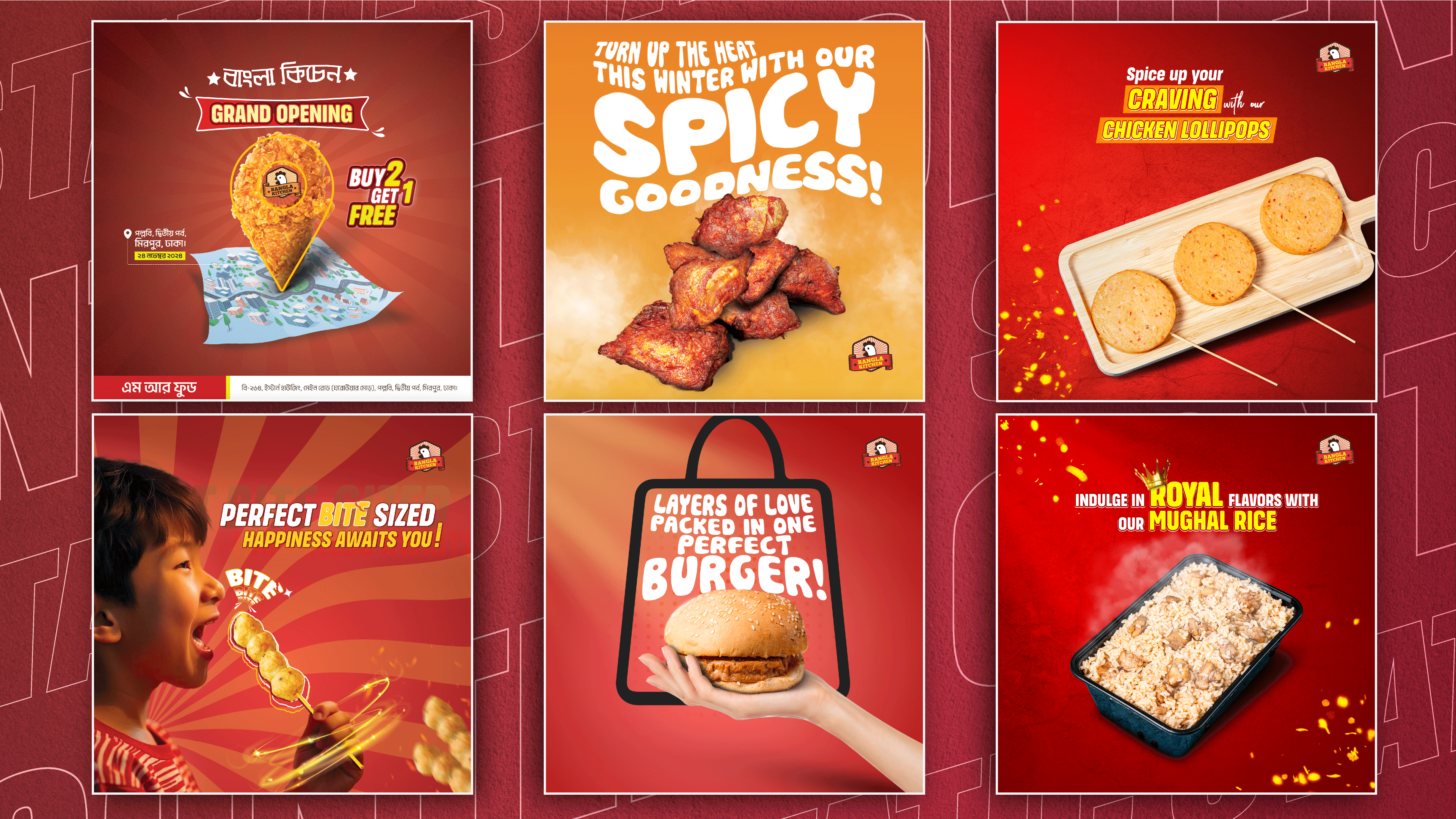 Social Media Static for Bangla Kitchen branding chicken chicken fry design food graphic design social media static static