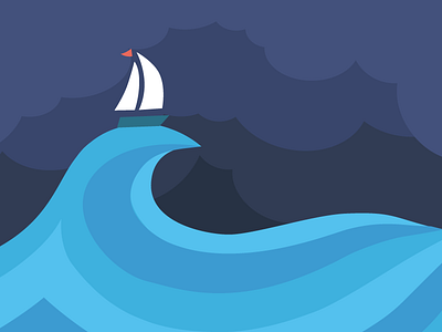 Small Boat in the Ocean boat illustration ocean storm