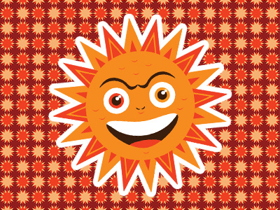 Sun art character design crazy flat funny goofy illustration pattern red sticker sun yellow