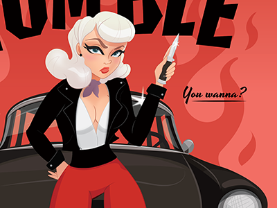 Rumble pinup rockabilly vector