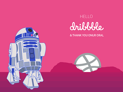 Hello Dribbble debut firstshot illustrator r2d2 starwars