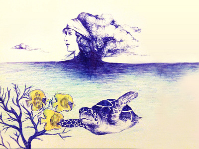 Under The Sea fish illustration sea turtle under the sea