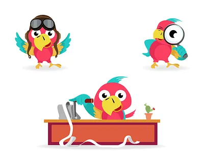 Parrot EZ character colors design fun illustration parrot red