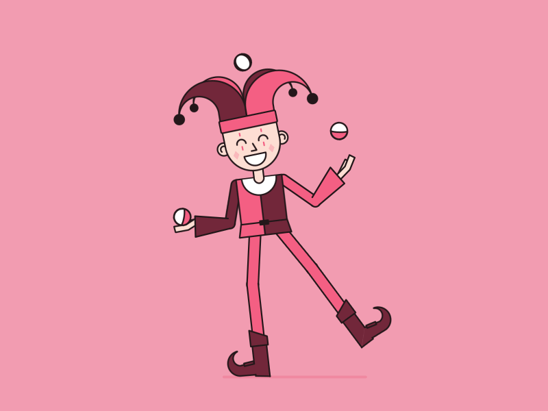 The Jester animated gif bufon character animation character design emoji harlequin jester juggler juggling loop motion graphics vector flat