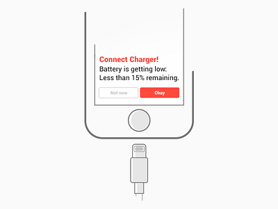 Daily UI #9 - low battery alert alert battery clean concept illustration inspiration low minimal pinterest vectors