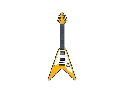 Gibson Flying V electric guitar flat flying v gibson icon illustration line music sound yellow