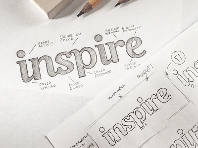 Inspire - Process calligraphy font hand drawn hand lettering lettering logo logotype pencil sketch type typeface typography