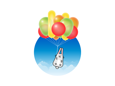 One more sticker for app «1+1» balls cloud hare illustration sticker