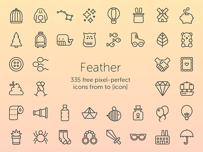 Feather icons bee cat freebie iconography icons line umbrella whale yeti