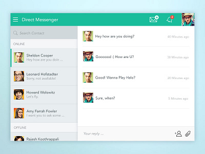 Direct Messaging - Day 13 013 chat dailyui flat green message messaging widget