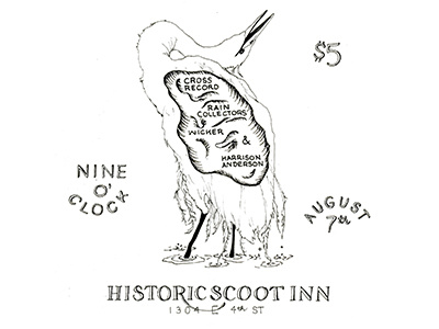 Scoot crane event flier gig hand lettering music poster show