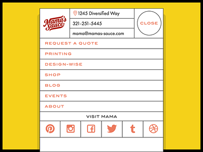 Mama's Sauce Mobile Nav constructivist grid jan tschichold letterpress mamas sauce mid century piet zwaart screen print typography ui web