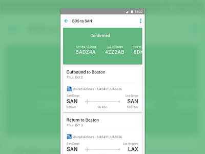 Android Trip Details android booking flight material receipt trip vertical