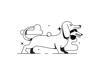 t&t dachshund dog illustration line monster totti twoheaded vecto