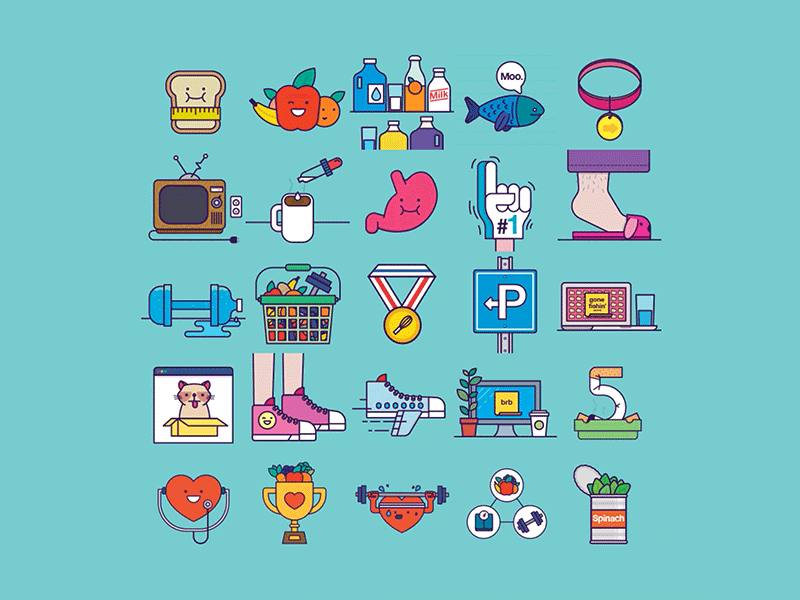 Fit Facts design doctors fit fitness health icons illustration