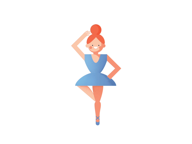 Perpetuallina 2d ae animation ballerina character girl smiletrain twirl