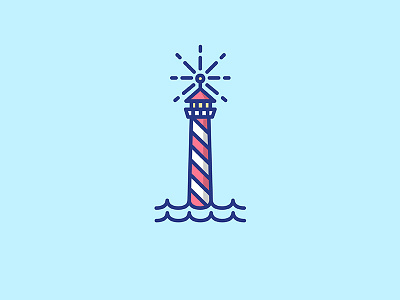 Lighthouse icon illustration lighthouse sea waves