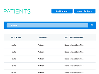 Patient List bar patient search