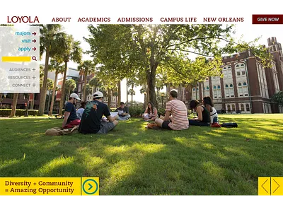 Loyola Homepage Redesign - slideshow section higher ed lauren smith ui ux web design