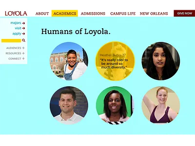 Loyola Homepage Redesign - extra sections higher ed lauren smith ui ux web design