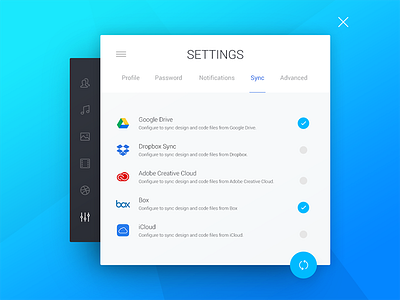 007 Settings account app cloud dailyui settings sync ui ux web