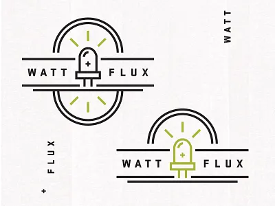 Watt + Flux badge branding bulb energy light