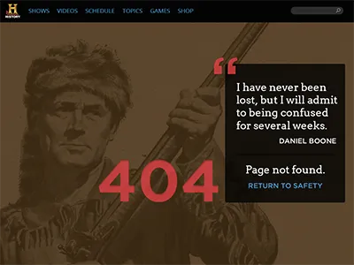 DailyUI 008 404 Page 008 404 404 page dailyui dailyui008 daniel boone history ui ux