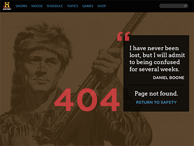 DailyUI 008 404 Page 008 404 404 page dailyui dailyui008 daniel boone history ui ux