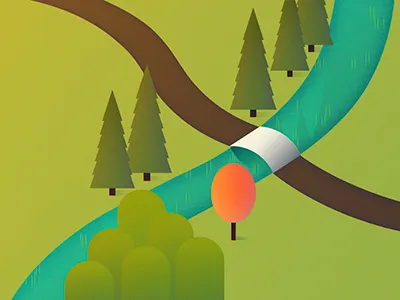 Reflections and Reeds bridge camping cedar tree creek illustration landscape maple tree park river toronto willow