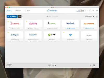True key Launchpad desktop app intel password manager true key ui ux