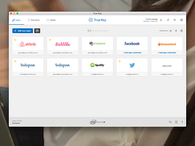 True key Launchpad desktop app intel password manager true key ui ux
