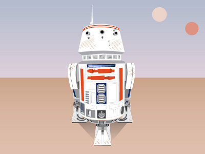 R5D4.2 desert droid illustration r5d4 robot star wars tattoine vector