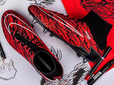 Nike ID Robert Lewandowski Hypervenom II footwear graphics hypebeast illustration lewandowski nike nike football pen ink sneakerhead sneakers soccer