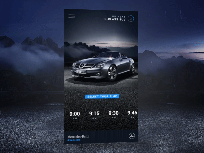 Dream Car App Motion blue cars dark gradient handsome ios minimal ui ux