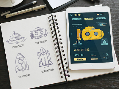 Shop in CosmosKiller Game flat game rocket shop spacecraft ui