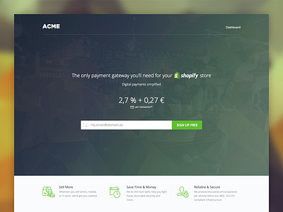 Payment gateway landing green landing page payment gateway shopify spanish