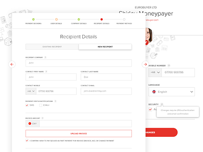 Remitsy Dashboard & Payment Form application clean dashboard form profile simple steps ui design user experience user interface ux design web app